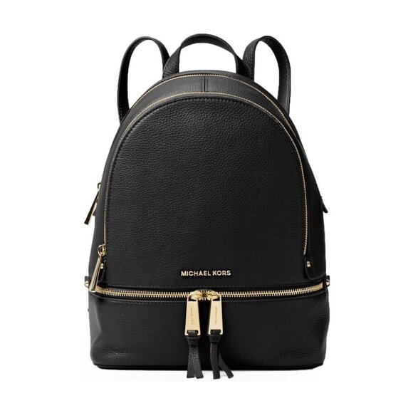 Michael Kors Handbags - Michael Kors Rhea Medium Leather Backpack - Black